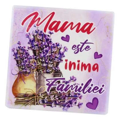 Magnet din ceramica mama este inima familiei 7.5x7.5cm 40203