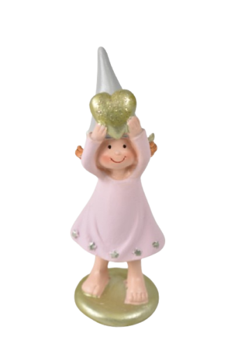 Figurina copil ingeras cu glitter 13 cm auriu at-221192