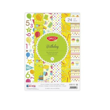 Hartie decorativa a4 24 coli birthday daco hr932