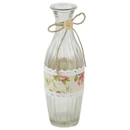 Vaza din sticla cu dantela florala 8x23 cm