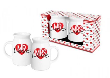 Set 2 cani lapte/vin fiert mrs+mr love 200086