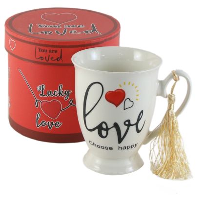 Cana ceramica cu franjuri love cutie decorativa 23165