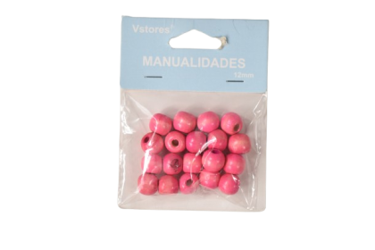 Accesorii craft margele lemn roz 12mm 101381
