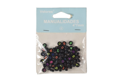 Accesorii craft margele negre rotunde cifre 101310