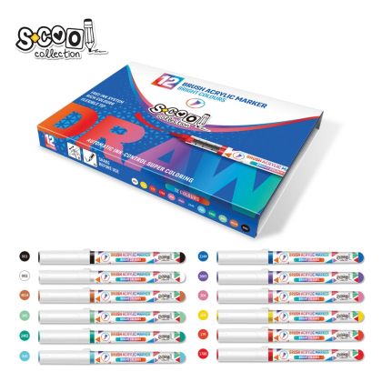 Markere vopsea acrilica vf tip pensula 12 b/set sc3013