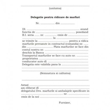 Delegatie ridicare marfa color                              