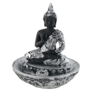 Statueta buddha suport betisoare parf 11cm argintiu 38334