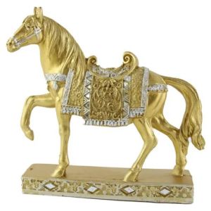 Figurina cal din rasina aurie 20cm 23412