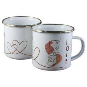 Cana din metal love alb cu doua fete 7026