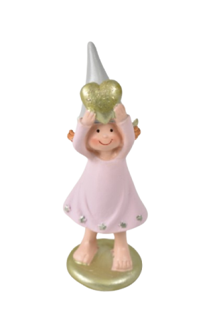Figurina copil ingeras cu glitter 13 cm auriu at-221192