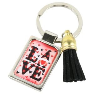 Breloc din metal love cu franjuri 7cm 1310