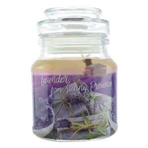 Lumanare in sticla lavanda