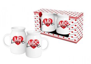 Set 2 cani lapte/vin fiert mrs+mr love 200086