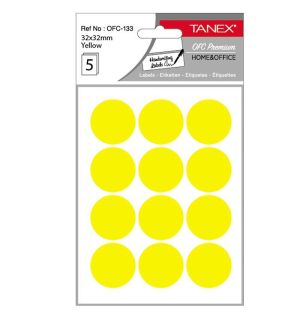 Etichete rotunde 32mm galbene 60/tipla tanex ofc133y