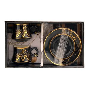 Set 2 cesti cu farfurie - dungi 1775h
