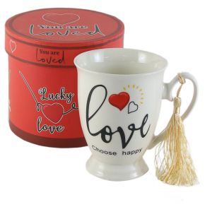 Cana ceramica cu franjuri love cutie decorativa 23165