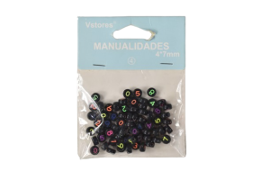 Accesorii craft margele negre rotunde cifre 101310