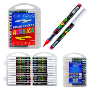 Markere cu vopsea acrilica varf tip pensula 24c -nebo 16346