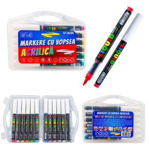 Markere cu vopsea acrilica varf tip pensula 12c -nebo 16345