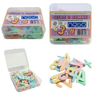 Cifre si semne din plastic cul. Pastel 90 buc/set 16764