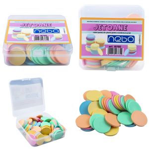 Jetoane din plastic culori pastel 80 buc/set  nebo 16765