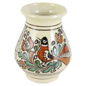 Vaza ceramica de corund pictat cu motive traditionale 15 cm