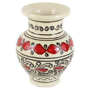 Vaza ceramica de corund pictat cu motive traditionale 15 cm