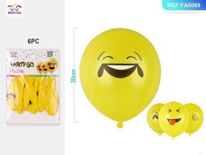 Baloane latex fa0069 6/set 2.8gr 30cm smiley