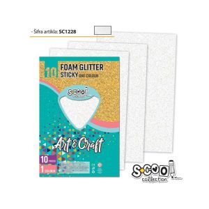 Hartie buretata adeziva glitter alba sc1228 / coala