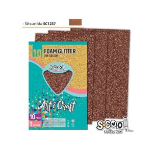 Hartie buretata adeziva glitter maro sc1237 / coala