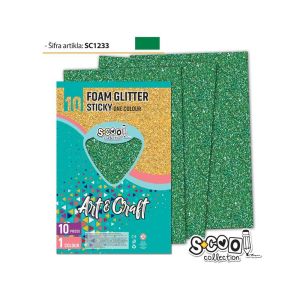 Hartie buretata adeziva glitter verde sc1233 / coala