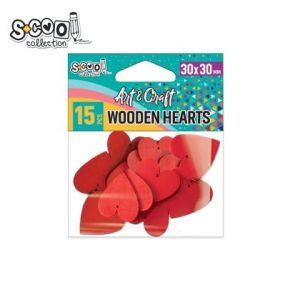 Accesorii craft-inimioare lemn 30x30mm 15buc/set sc1949