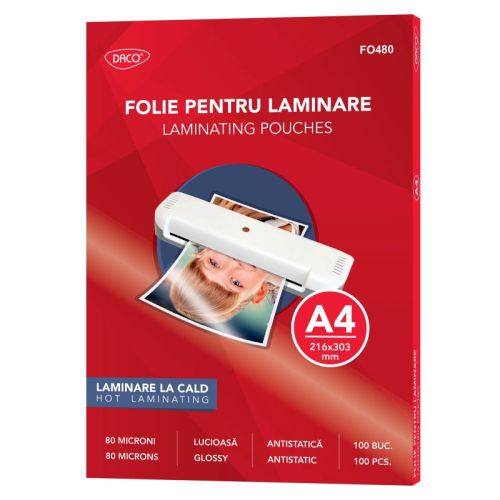 Folie laminare a4 80micromi 100/top daco fo480