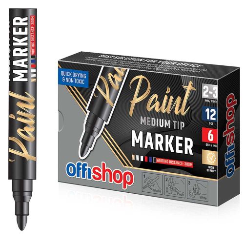 Marker permanent vopsea neagra 2/3mm of521