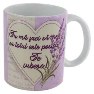 Cana ceramica ,,te iubesc" 330 ml, lavanda 2281